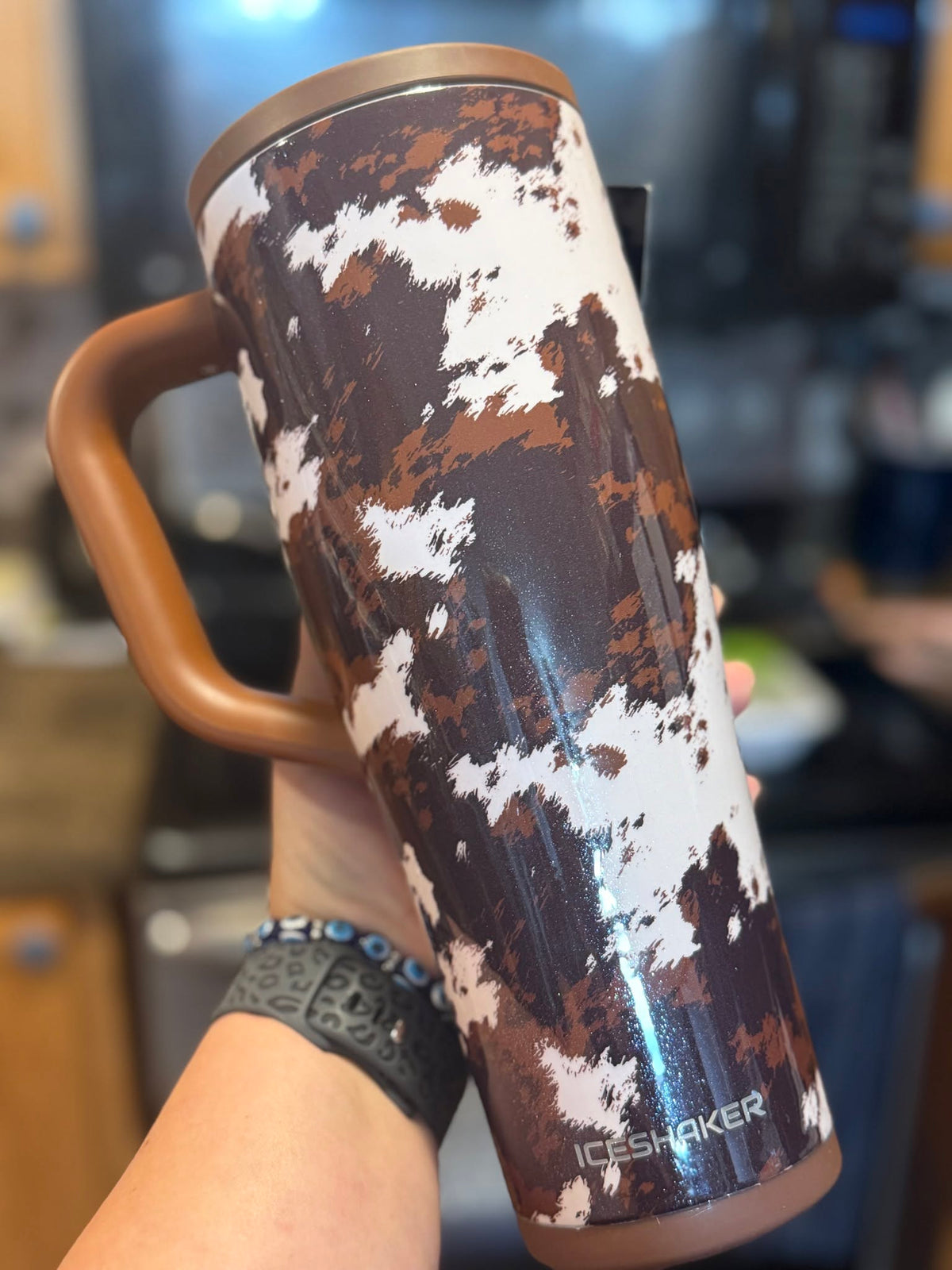NWOT 40 oz Glittered Washed Cowhide Iceshaker