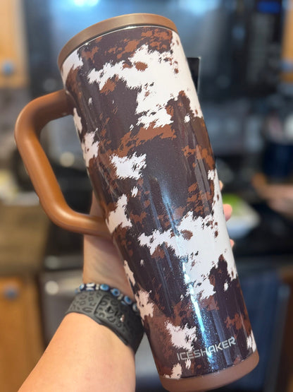NWOT 40 oz Glittered Washed Cowhide Iceshaker