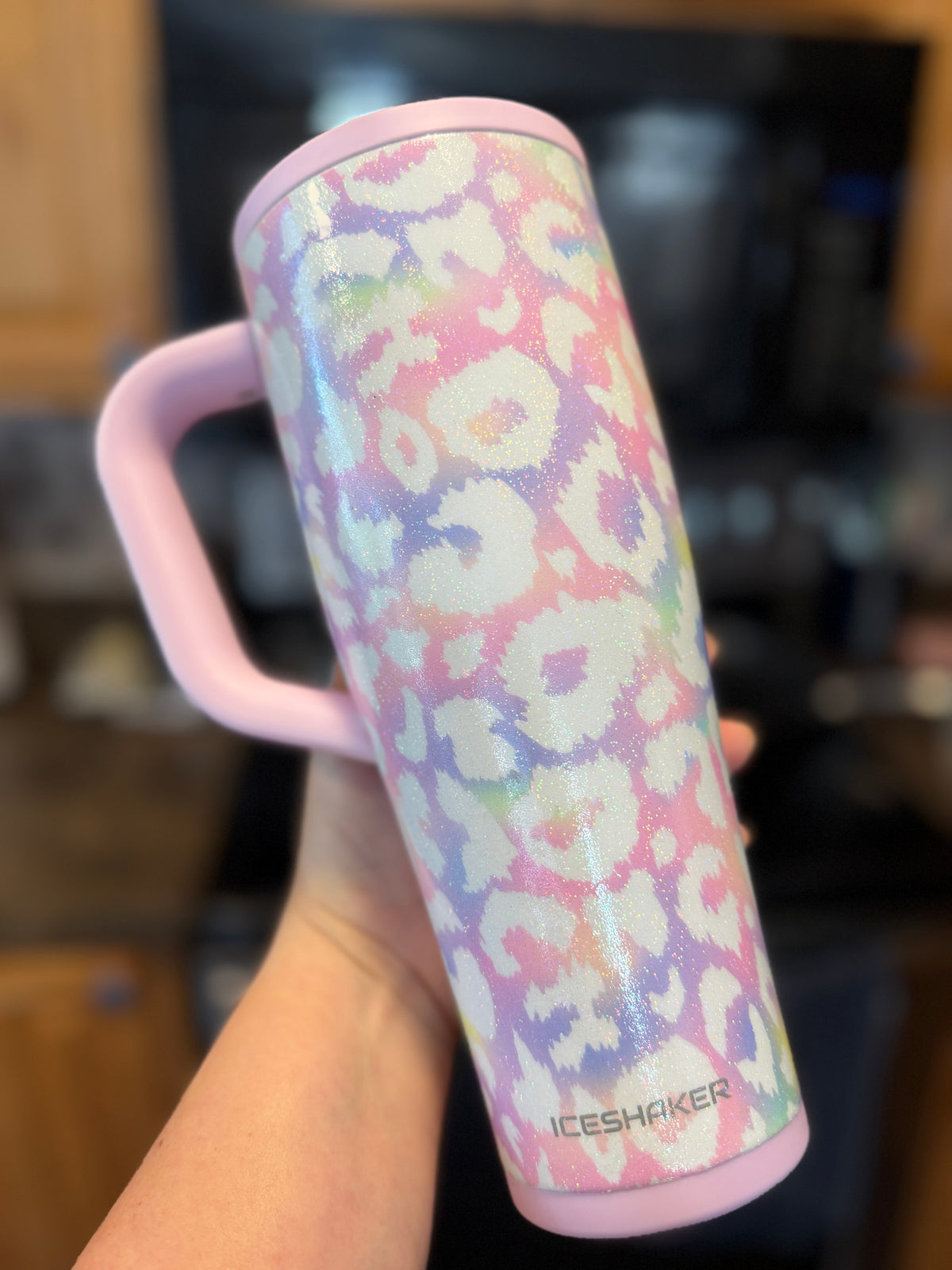 NWOT 40 oz Glittered Unicorn Leopard Ice Shaker