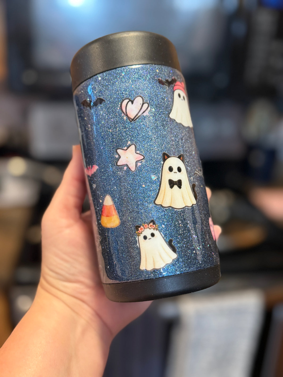 NWOT Halloween Glittered HydroJug Slim Can Cooler