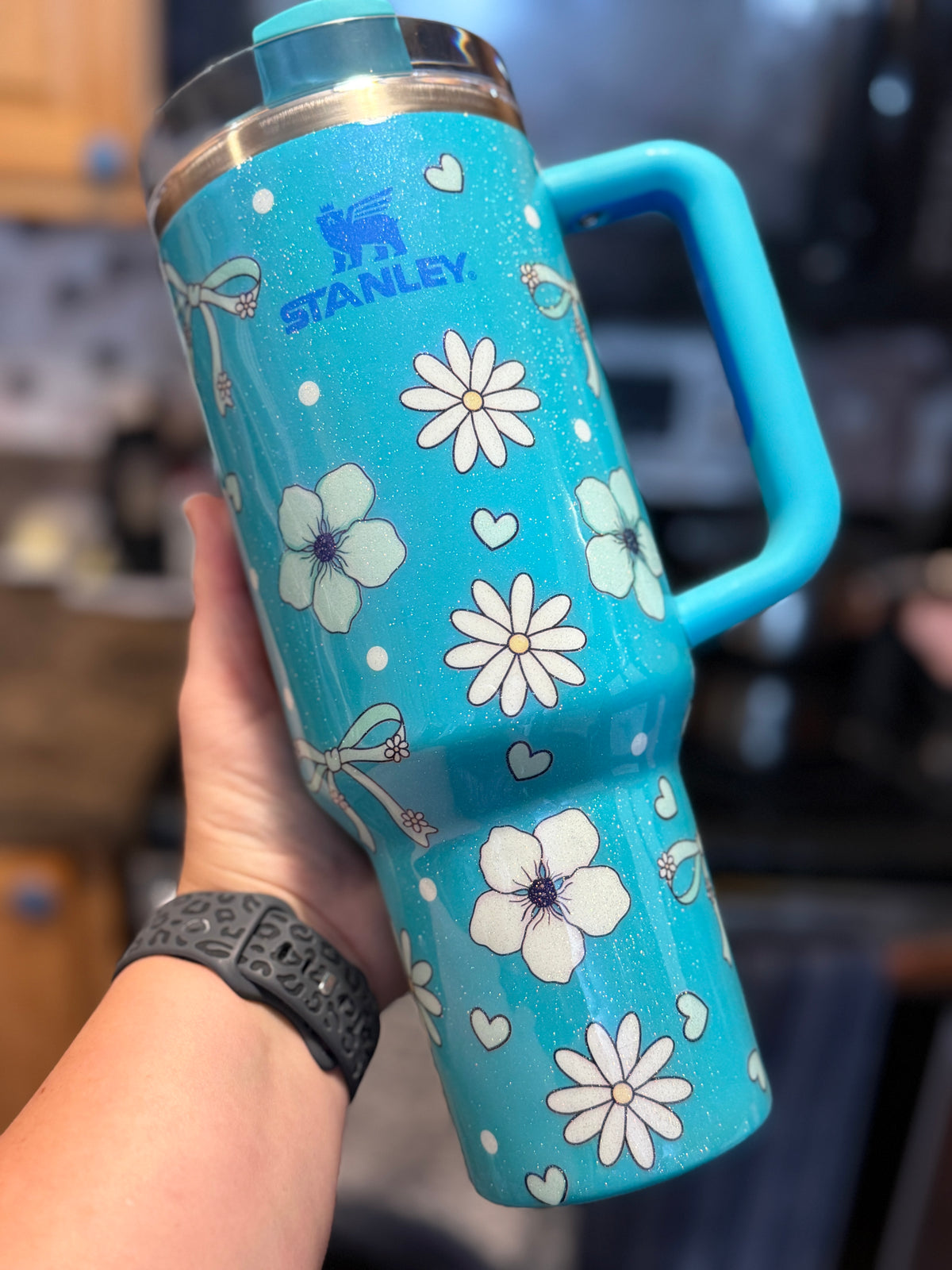 NWOT 40 oz Turquoise Floral Stanley