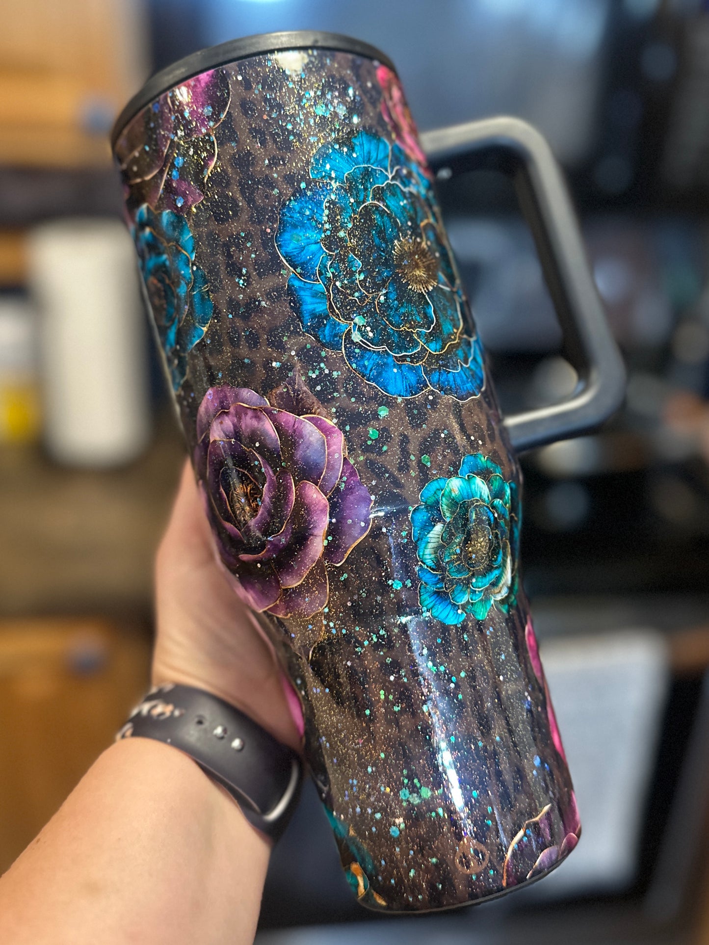 40 oz Floral Luxe Leopard HydroJug Traveler