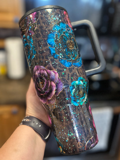40 oz Floral Luxe Leopard HydroJug Traveler