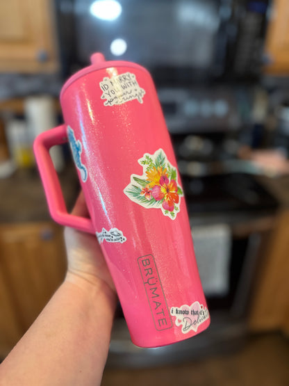 Flawed 40 oz "Peyton's Special" Stickered Neon Pink Brumate