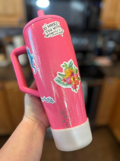 Flawed 40 oz "Peyton's Special" Stickered Neon Pink Brumate