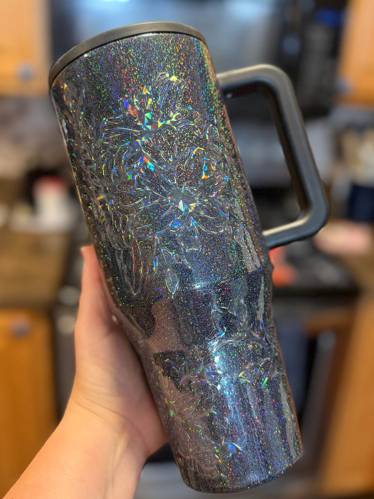 40 oz Floral Outlines Dark Holo HydroJug Traveler