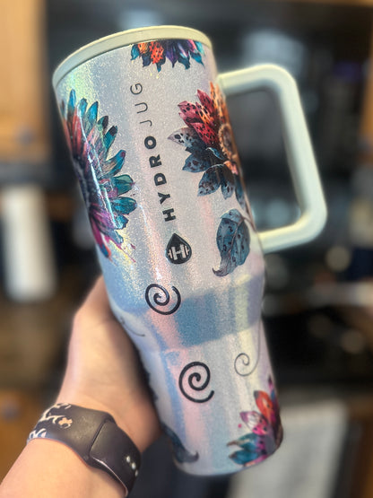 EUC 32 oz Iridescent Sunflower HydroJug Traveler