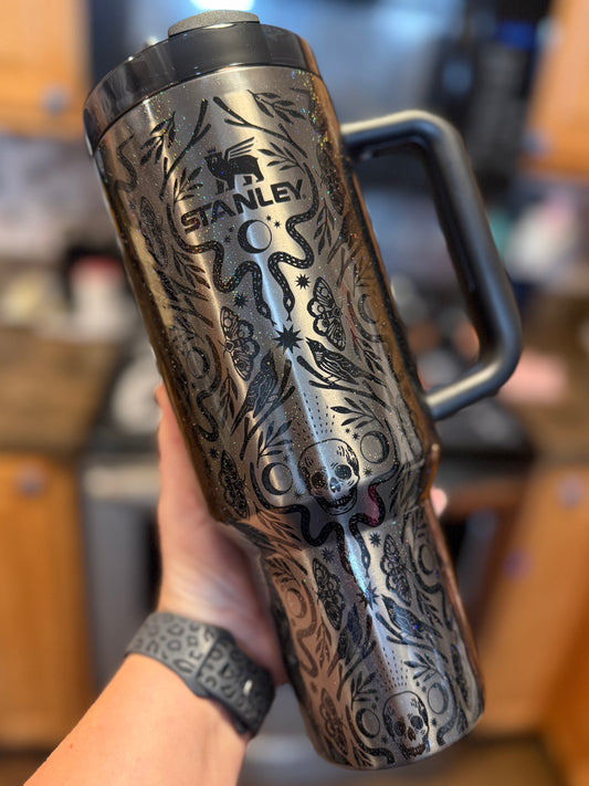 40 oz Glittered Deadly Damask Stanley Quencher