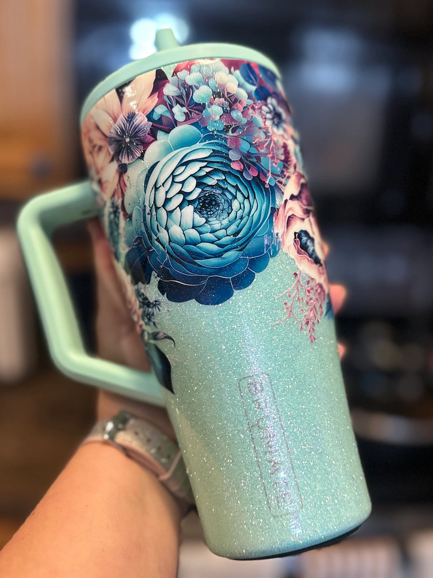RTS New 30 oz Floral Mint BrüMate