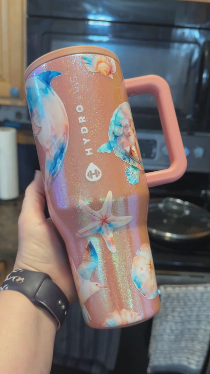 EUC 32 oz Beachy Dahlia HydroJug Traveler