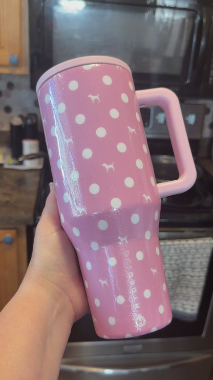 NWOT 32 oz Glittered Pink Dot HydroJug Traveler
