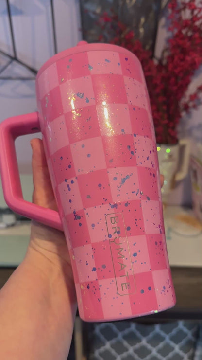 EUC 30 oz Glittered Pink Checkers Brumate Era