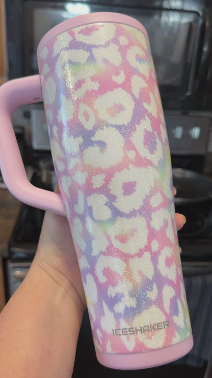 NWOT 40 oz Glittered Unicorn Leopard Ice Shaker