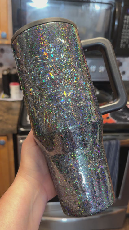 40 oz Floral Outlines Dark Holo HydroJug Traveler