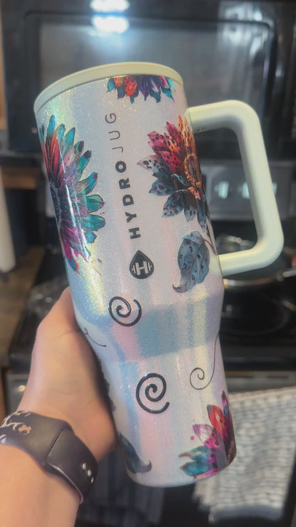 EUC 32 oz Iridescent Sunflower HydroJug Traveler